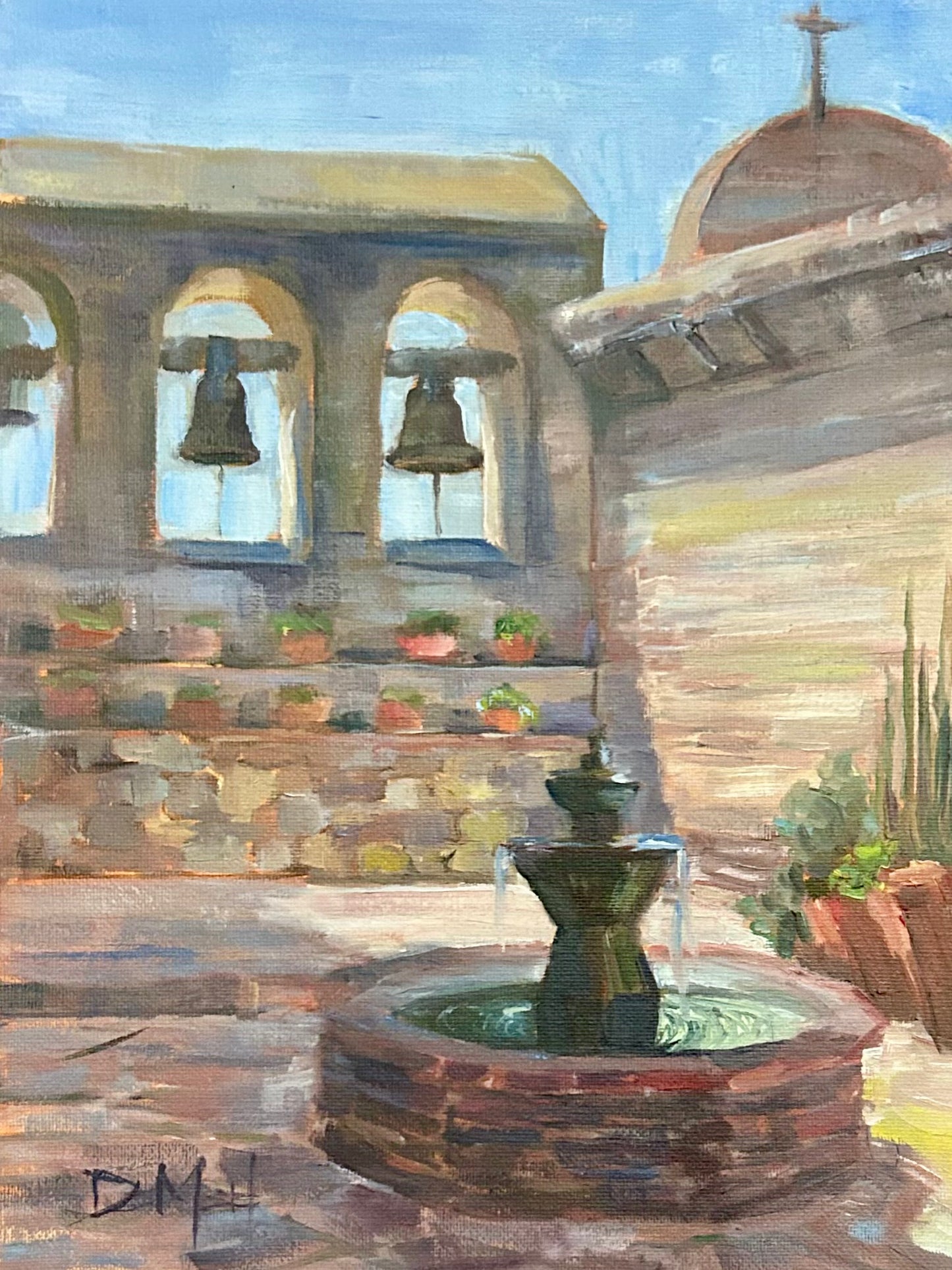 Mission Courtyard, 9" x 12"