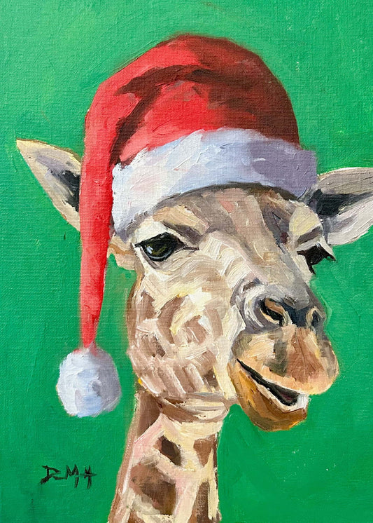 Giraffe in Santa Hat -- Set of 4 cards