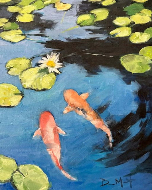 Koi in Lily Pond 10" x 8"